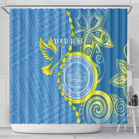 Personalised Palau Independence Day Shower Curtain Belau Coat Of Arms Polynesian Curve Style LT14 - Polynesian Pride