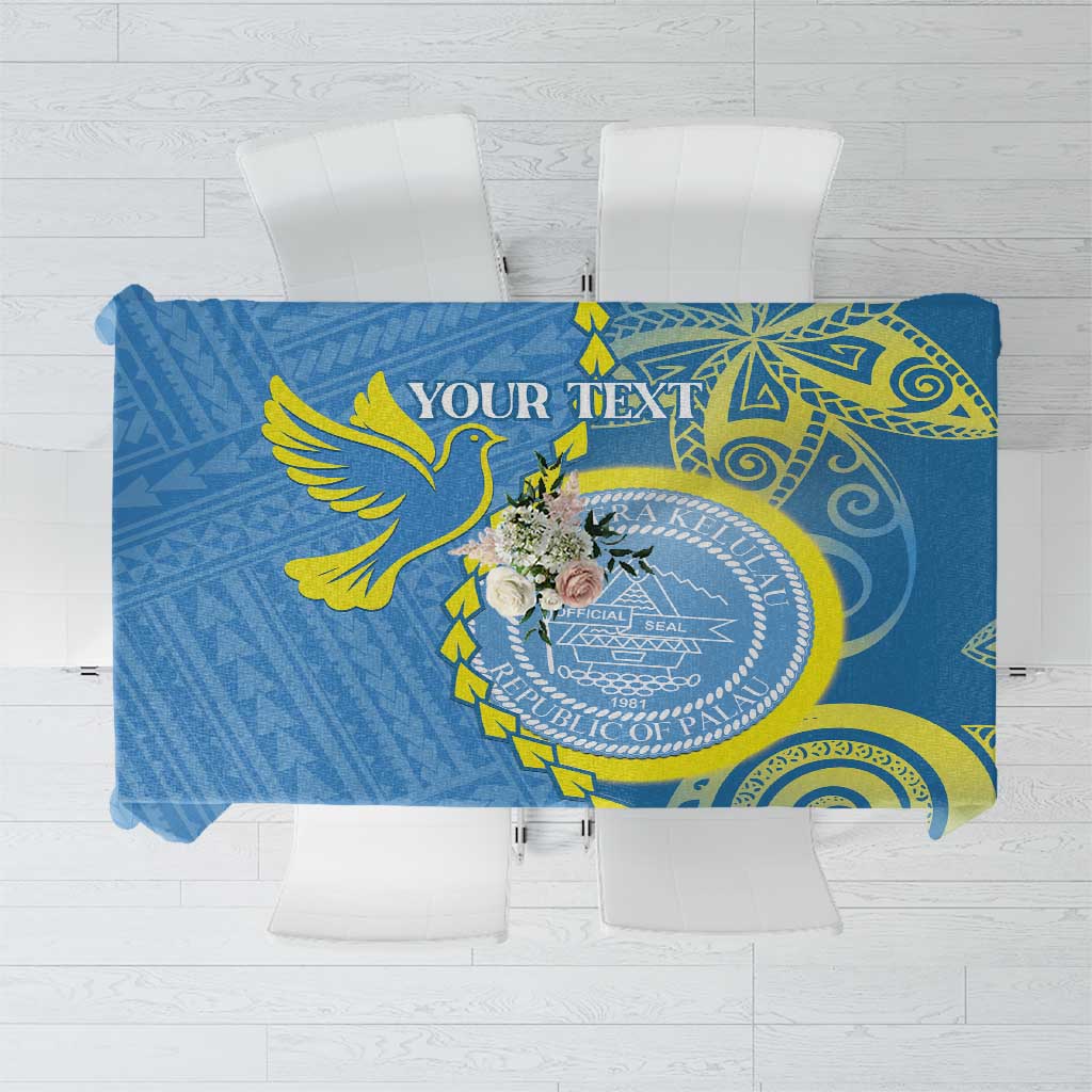 Personalised Palau Independence Day Tablecloth Belau Coat Of Arms Polynesian Curve Style