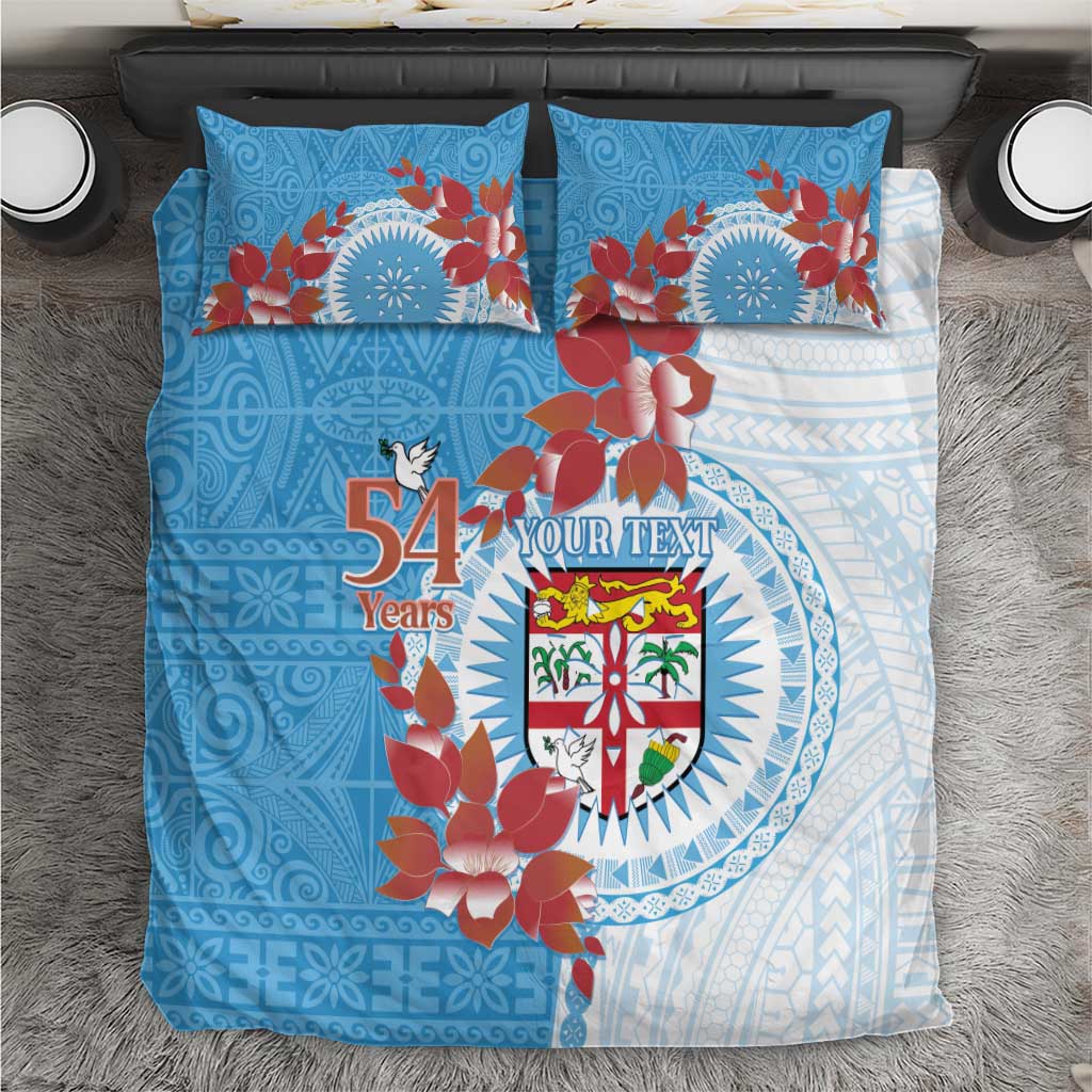 Personalised Fiji Day Bedding Set Fijian Tapa Pattern Mix Tagimoucia - Blue Version LT14 Blue - Polynesian Pride