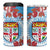 Personalised Fiji Day 4 in 1 Can Cooler Tumbler Fijian Tapa Pattern Mix Tagimoucia - Blue Version