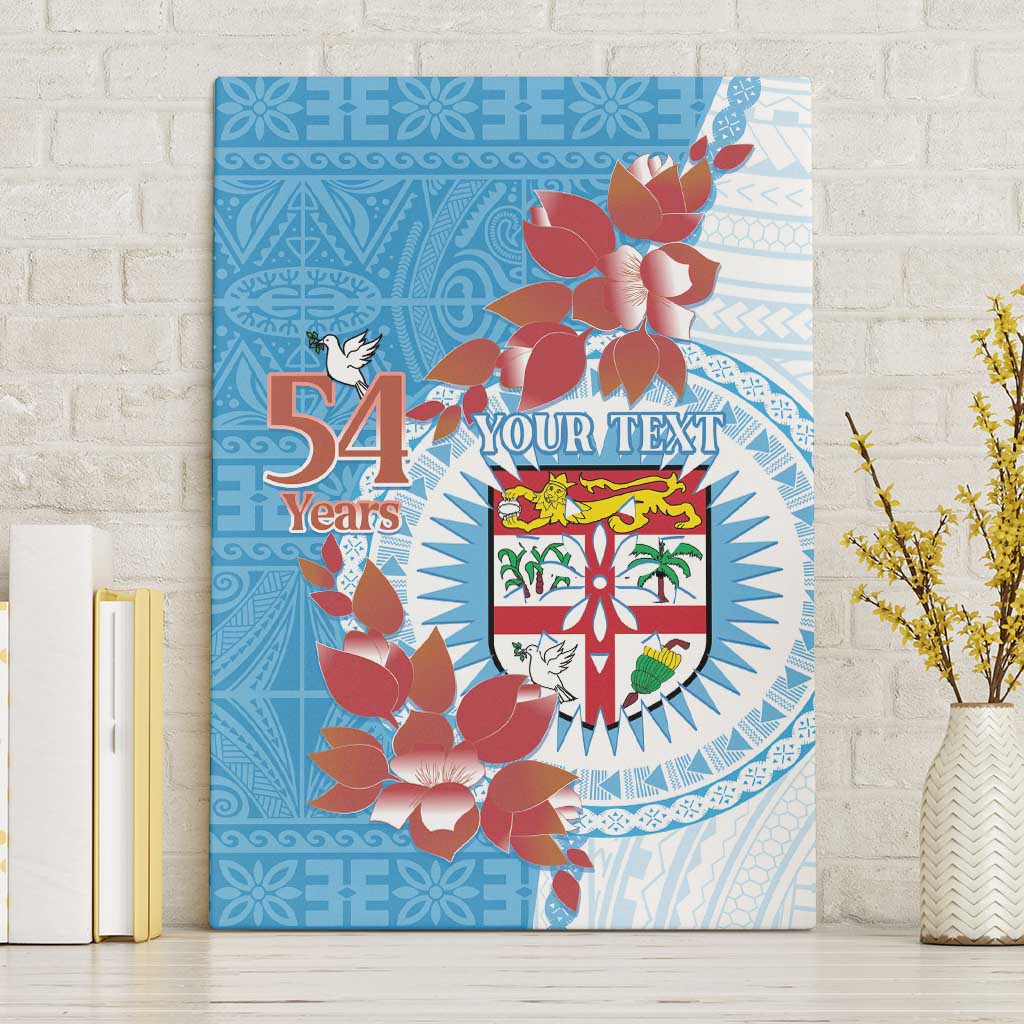 Personalised Fiji Day Canvas Wall Art Fijian Tapa Pattern Mix Tagimoucia - Blue Version LT14 Without Frame Blue - Polynesian Pride