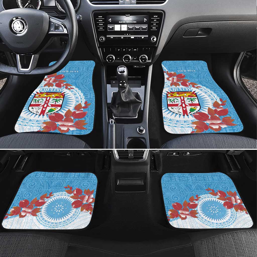 Personalised Fiji Day Car Mats Fijian Tapa Pattern Mix Tagimoucia - Blue Version LT14 Set 4pcs Blue - Polynesian Pride