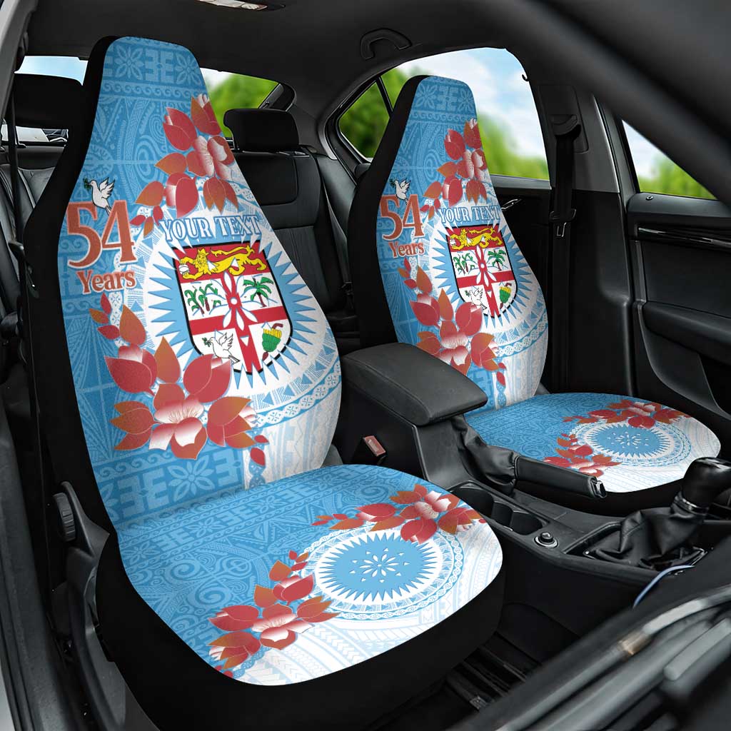Personalised Fiji Day Car Seat Cover Fijian Tapa Pattern Mix Tagimoucia - Blue Version LT14 One Size Blue - Polynesian Pride