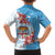 Personalised Fiji Day Family Matching Puletasi and Hawaiian Shirt Fijian Tapa Pattern Mix Tagimoucia - Blue Version