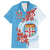 Personalised Fiji Day Family Matching Puletasi and Hawaiian Shirt Fijian Tapa Pattern Mix Tagimoucia - Blue Version