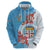 Personalised Fiji Day Hoodie Fijian Tapa Pattern Mix Tagimoucia - Blue Version