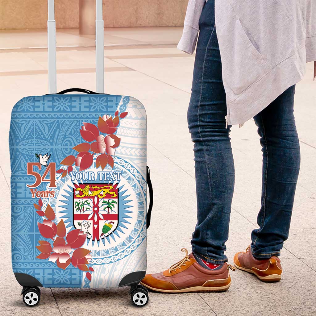 Personalised Fiji Day Luggage Cover Fijian Tapa Pattern Mix Tagimoucia - Blue Version LT14 Blue - Polynesian Pride