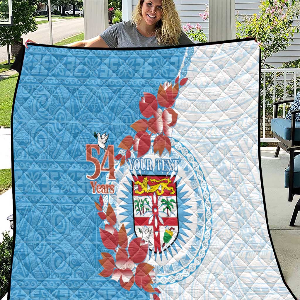 Personalised Fiji Day Quilt Fijian Tapa Pattern Mix Tagimoucia - Blue Version LT14 Blue - Polynesian Pride