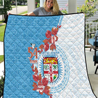 Personalised Fiji Day Quilt Fijian Tapa Pattern Mix Tagimoucia - Blue Version LT14 Blue - Polynesian Pride