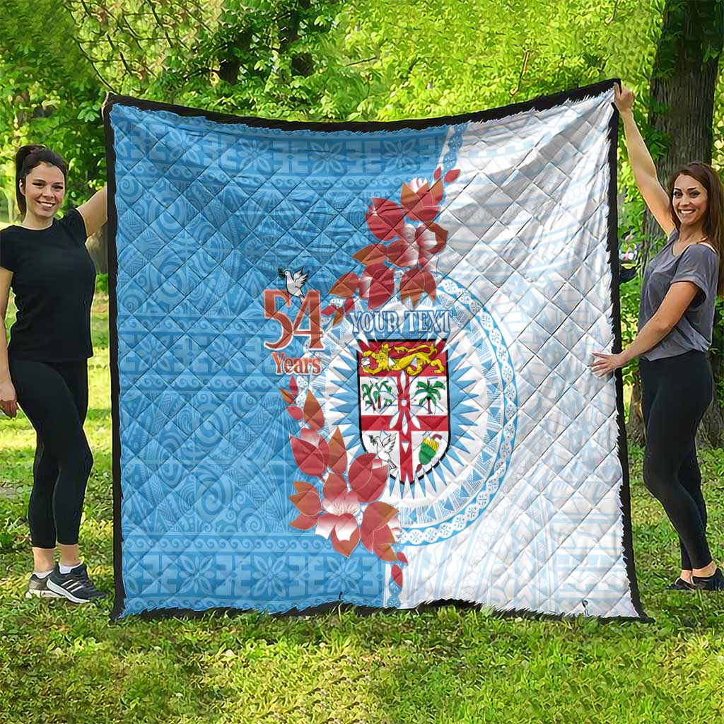 Personalised Fiji Day Quilt Fijian Tapa Pattern Mix Tagimoucia - Blue Version LT14 - Polynesian Pride