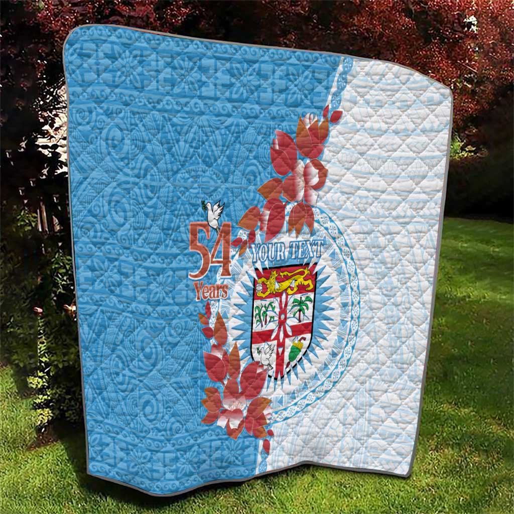 Personalised Fiji Day Quilt Fijian Tapa Pattern Mix Tagimoucia - Blue Version LT14 - Polynesian Pride