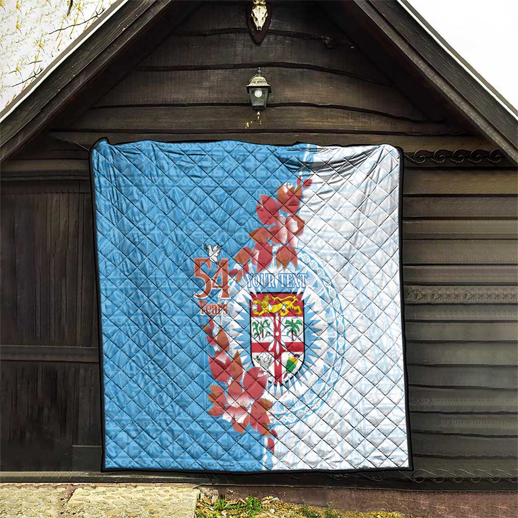 Personalised Fiji Day Quilt Fijian Tapa Pattern Mix Tagimoucia - Blue Version LT14 - Polynesian Pride