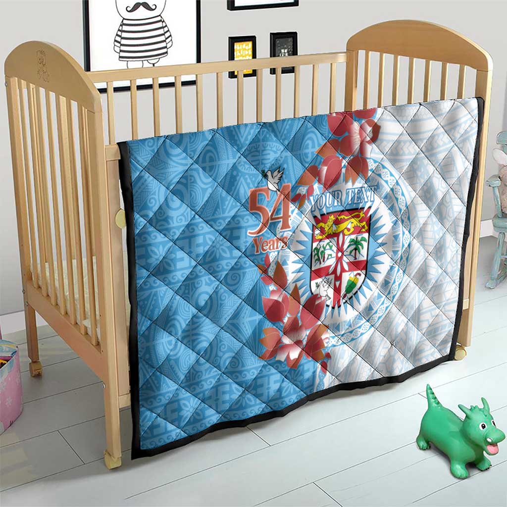 Personalised Fiji Day Quilt Fijian Tapa Pattern Mix Tagimoucia - Blue Version LT14 - Polynesian Pride