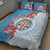 Personalised Fiji Day Quilt Bed Set Fijian Tapa Pattern Mix Tagimoucia - Blue Version