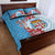 Personalised Fiji Day Quilt Bed Set Fijian Tapa Pattern Mix Tagimoucia - Blue Version