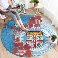 Personalised Fiji Day Round Carpet Fijian Tapa Pattern Mix Tagimoucia - Blue Version LT14 - Polynesian Pride