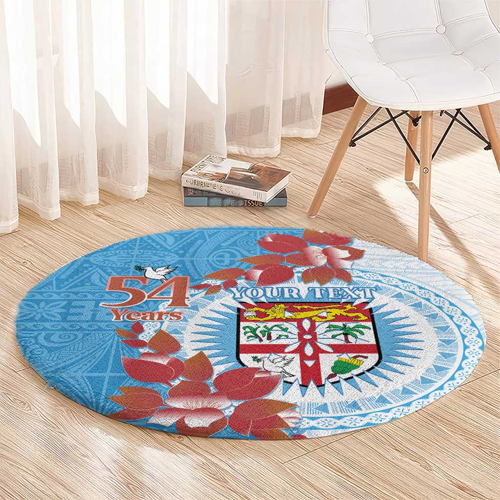 Personalised Fiji Day Round Carpet Fijian Tapa Pattern Mix Tagimoucia - Blue Version LT14 - Polynesian Pride