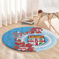 Personalised Fiji Day Round Carpet Fijian Tapa Pattern Mix Tagimoucia - Blue Version LT14 - Polynesian Pride
