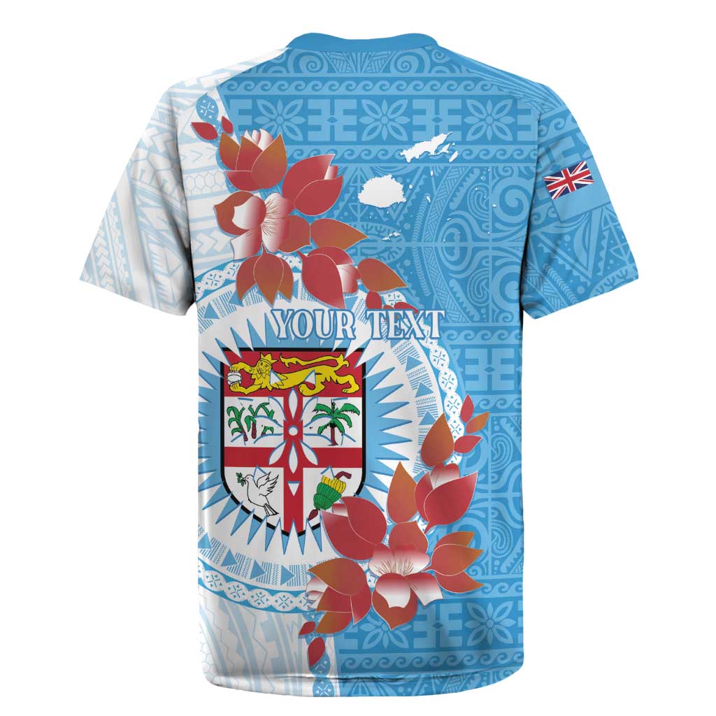 Personalised Fiji Day Rugby Jersey Fijian Tapa Pattern Mix Tagimoucia - Blue Version LT14 - Polynesian Pride