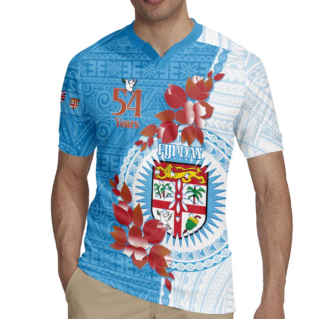 Personalised Fiji Day Rugby Jersey Fijian Tapa Pattern Mix Tagimoucia - Blue Version LT14 - Polynesian Pride