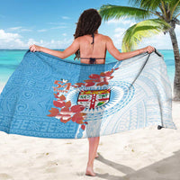 Personalised Fiji Day Sarong Fijian Tapa Pattern Mix Tagimoucia - Blue Version LT14 - Polynesian Pride
