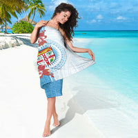 Personalised Fiji Day Sarong Fijian Tapa Pattern Mix Tagimoucia - Blue Version LT14 - Polynesian Pride