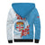 Personalised Fiji Day Sherpa Hoodie Fijian Tapa Pattern Mix Tagimoucia - Blue Version