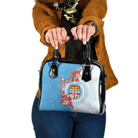 Personalised Fiji Day Shoulder Handbag Fijian Tapa Pattern Mix Tagimoucia - Blue Version LT14 One Size Blue - Polynesian Pride