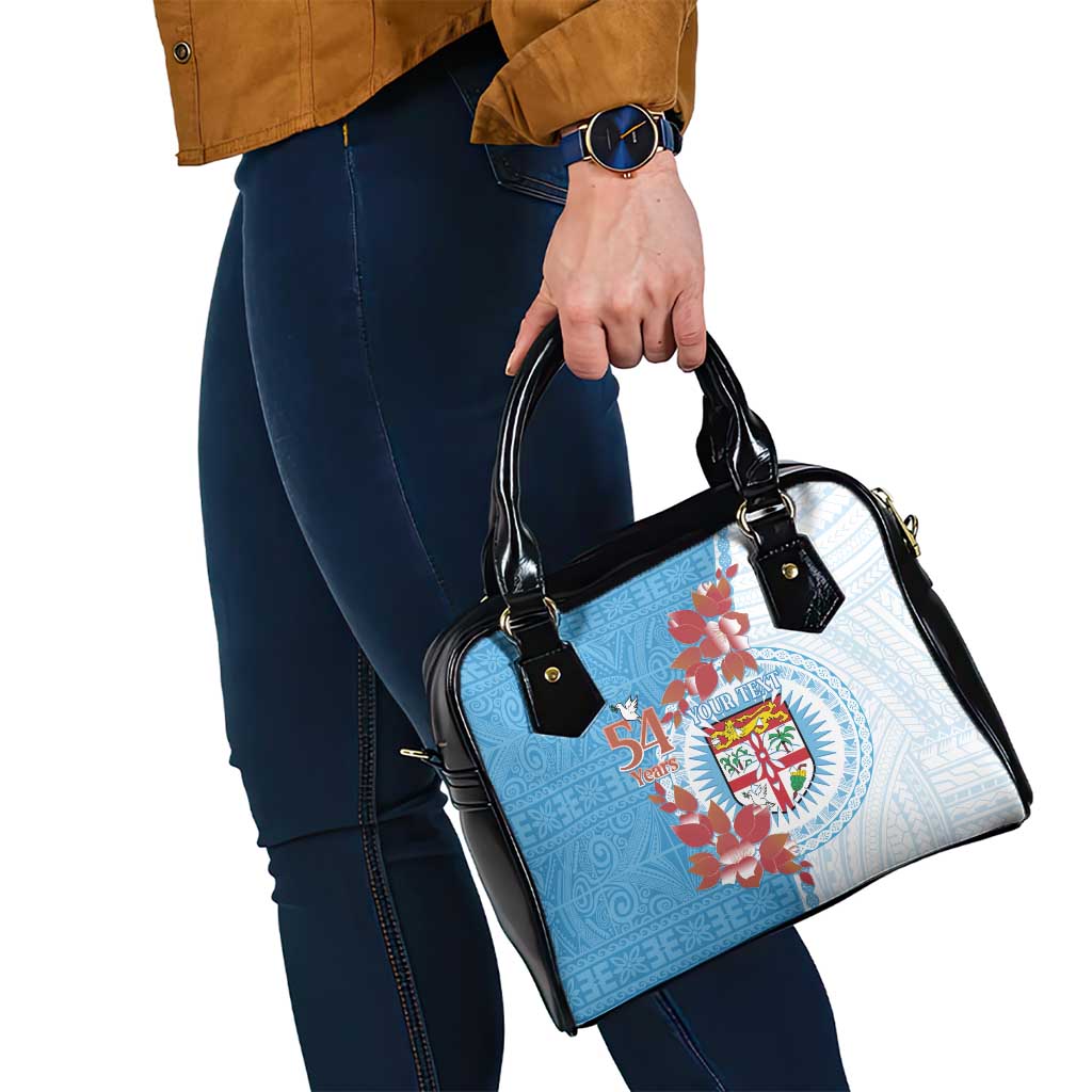 Personalised Fiji Day Shoulder Handbag Fijian Tapa Pattern Mix Tagimoucia - Blue Version LT14 - Polynesian Pride