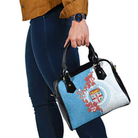 Personalised Fiji Day Shoulder Handbag Fijian Tapa Pattern Mix Tagimoucia - Blue Version LT14 - Polynesian Pride