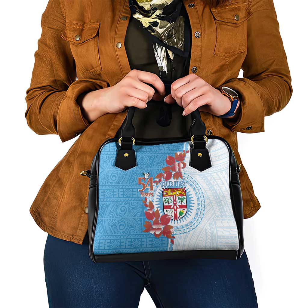 Personalised Fiji Day Shoulder Handbag Fijian Tapa Pattern Mix Tagimoucia - Blue Version LT14 - Polynesian Pride