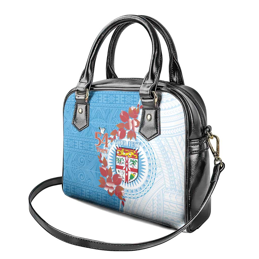 Personalised Fiji Day Shoulder Handbag Fijian Tapa Pattern Mix Tagimoucia - Blue Version LT14 - Polynesian Pride
