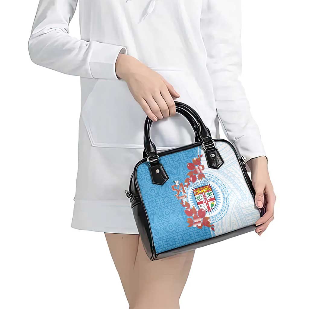 Personalised Fiji Day Shoulder Handbag Fijian Tapa Pattern Mix Tagimoucia - Blue Version LT14 - Polynesian Pride