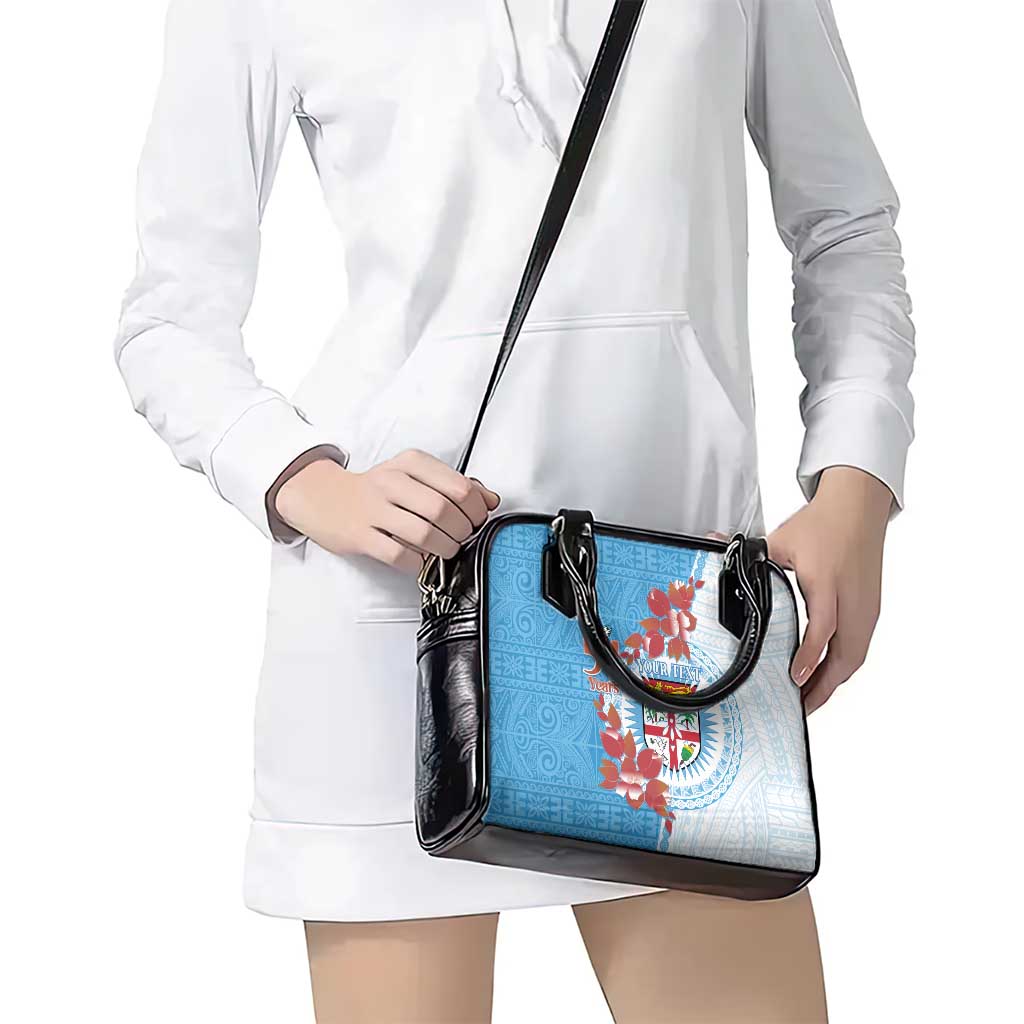 Personalised Fiji Day Shoulder Handbag Fijian Tapa Pattern Mix Tagimoucia - Blue Version LT14 - Polynesian Pride