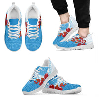 Personalised Fiji Day Sneakers Fijian Tapa Pattern Mix Tagimoucia - Blue Version LT14 - Polynesian Pride