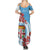 Personalised Fiji Day Summer Maxi Dress Fijian Tapa Pattern Mix Tagimoucia - Blue Version