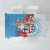 Personalised Fiji Day Tablecloth Fijian Tapa Pattern Mix Tagimoucia - Blue Version LT14 Blue - Polynesian Pride