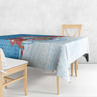 Personalised Fiji Day Tablecloth Fijian Tapa Pattern Mix Tagimoucia - Blue Version LT14 - Polynesian Pride