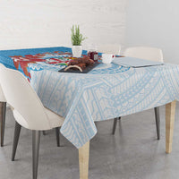 Personalised Fiji Day Tablecloth Fijian Tapa Pattern Mix Tagimoucia - Blue Version LT14 - Polynesian Pride
