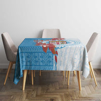 Personalised Fiji Day Tablecloth Fijian Tapa Pattern Mix Tagimoucia - Blue Version LT14 - Polynesian Pride
