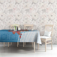 Personalised Fiji Day Tablecloth Fijian Tapa Pattern Mix Tagimoucia - Blue Version LT14 - Polynesian Pride