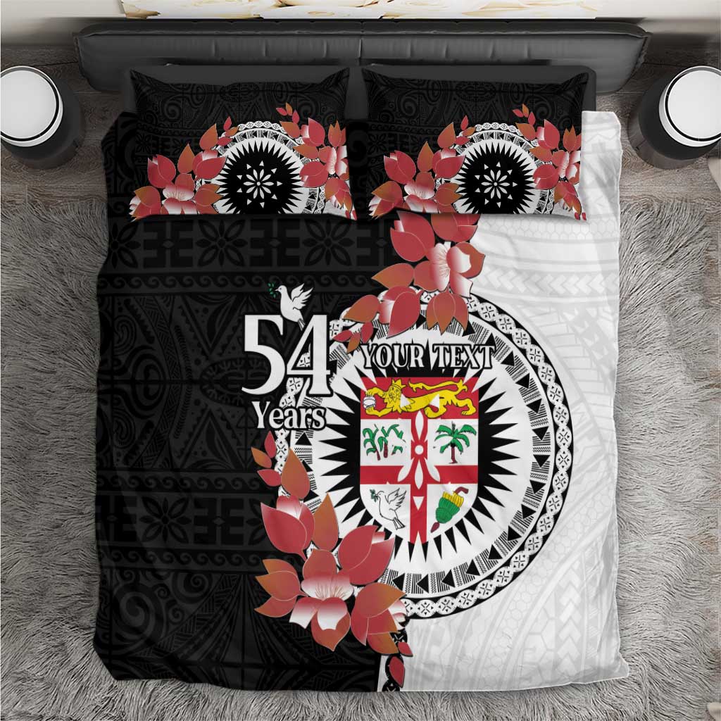 Personalised Fiji Day Bedding Set Fijian Tapa Pattern Mix Tagimoucia - Black Version LT14 Black - Polynesian Pride
