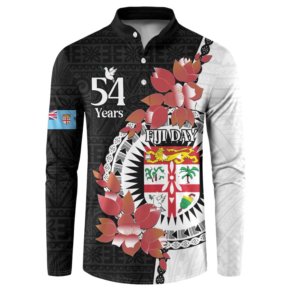 Personalised Fiji Day Button Sweatshirt Fijian Tapa Pattern Mix Tagimoucia - Black Version LT14 Black - Polynesian Pride