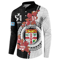 Personalised Fiji Day Button Sweatshirt Fijian Tapa Pattern Mix Tagimoucia - Black Version LT14 - Polynesian Pride