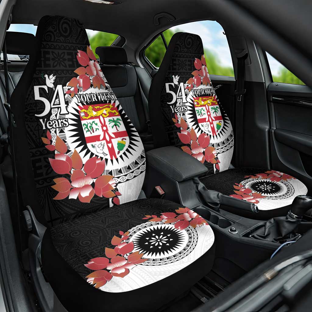 Personalised Fiji Day Car Seat Cover Fijian Tapa Pattern Mix Tagimoucia - Black Version LT14 One Size Black - Polynesian Pride