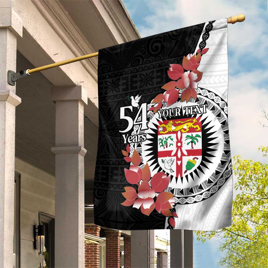 Personalised Fiji Day Garden Flag Fijian Tapa Pattern Mix Tagimoucia - Black Version LT14 House Flag Black - Polynesian Pride