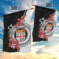 Personalised Fiji Day Garden Flag Fijian Tapa Pattern Mix Tagimoucia - Black Version LT14 - Polynesian Pride