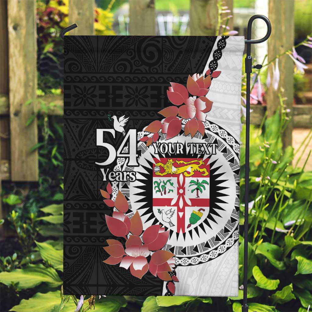 Personalised Fiji Day Garden Flag Fijian Tapa Pattern Mix Tagimoucia - Black Version LT14 Garden Flag Black - Polynesian Pride