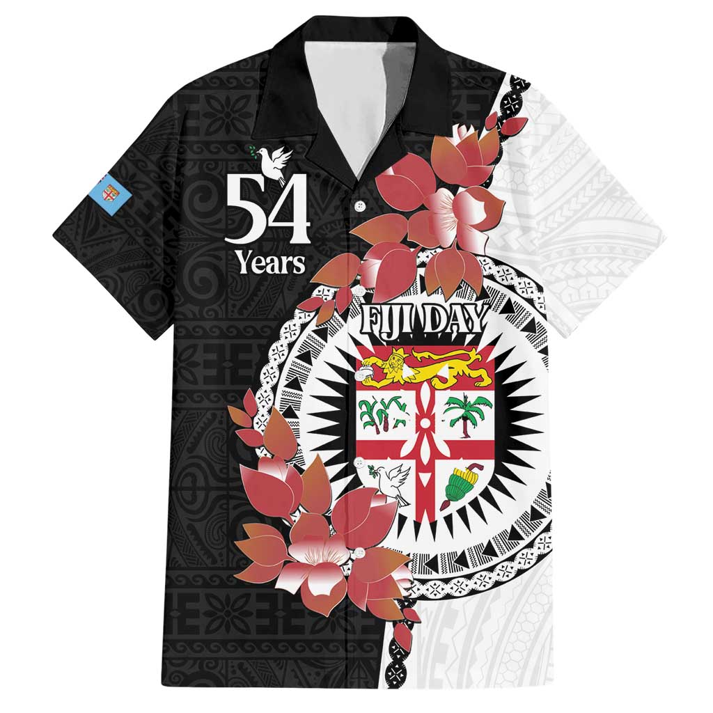 Personalised Fiji Day Hawaiian Shirt Fijian Tapa Pattern Mix Tagimoucia - Black Version LT14 Black - Polynesian Pride