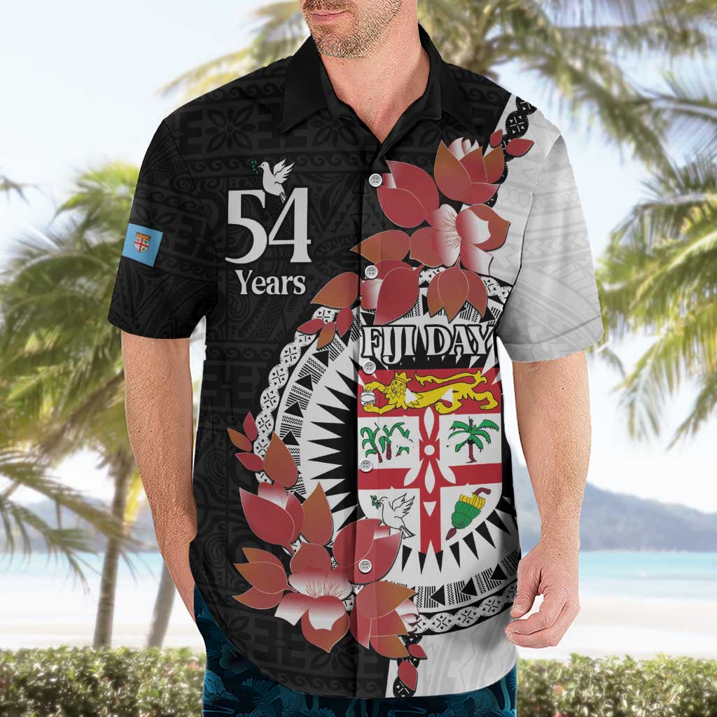 Personalised Fiji Day Hawaiian Shirt Fijian Tapa Pattern Mix Tagimoucia - Black Version LT14 - Polynesian Pride